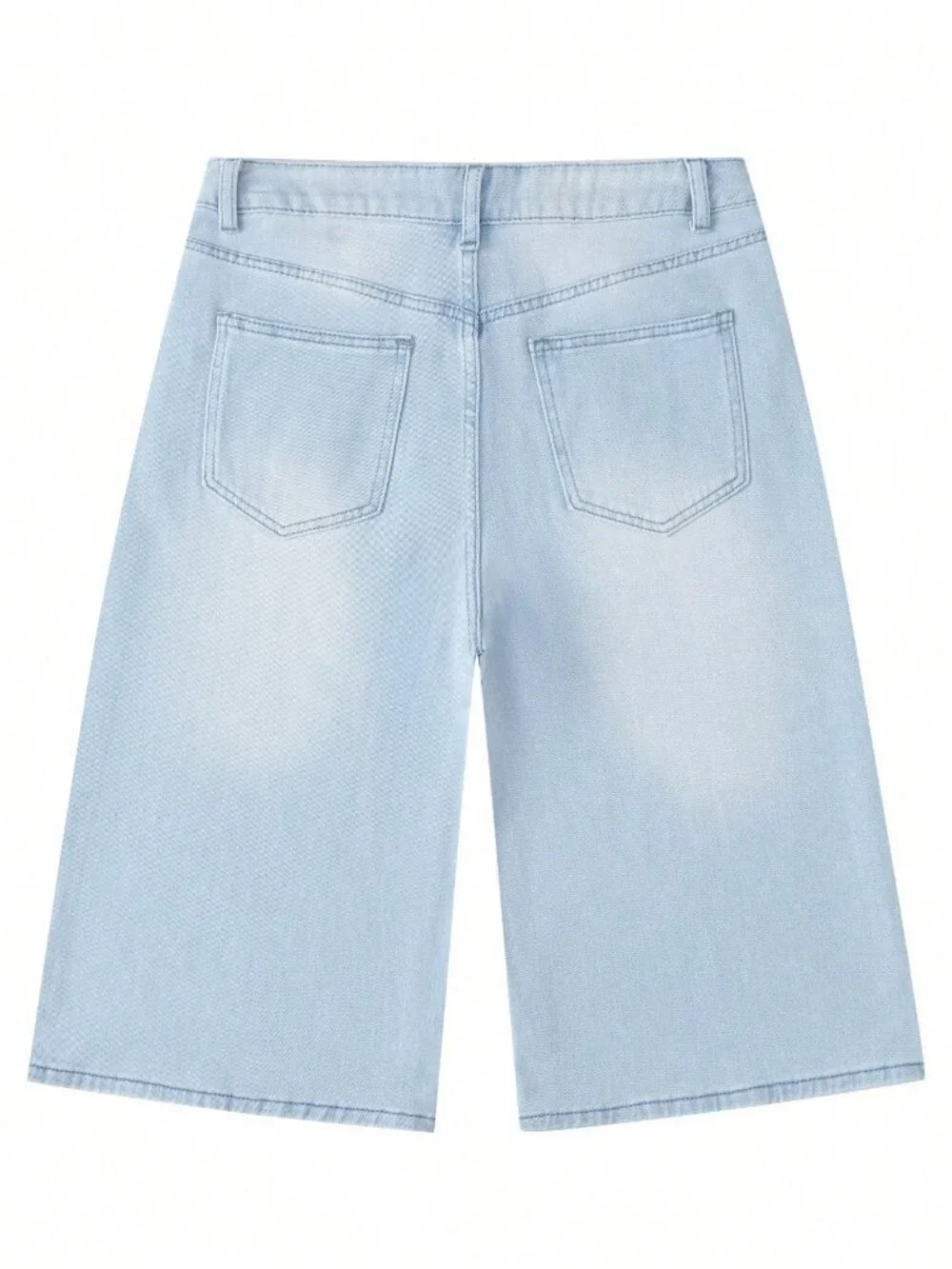 Light Blue Casual Women's Denim Bermuda Shorts with Buttons
